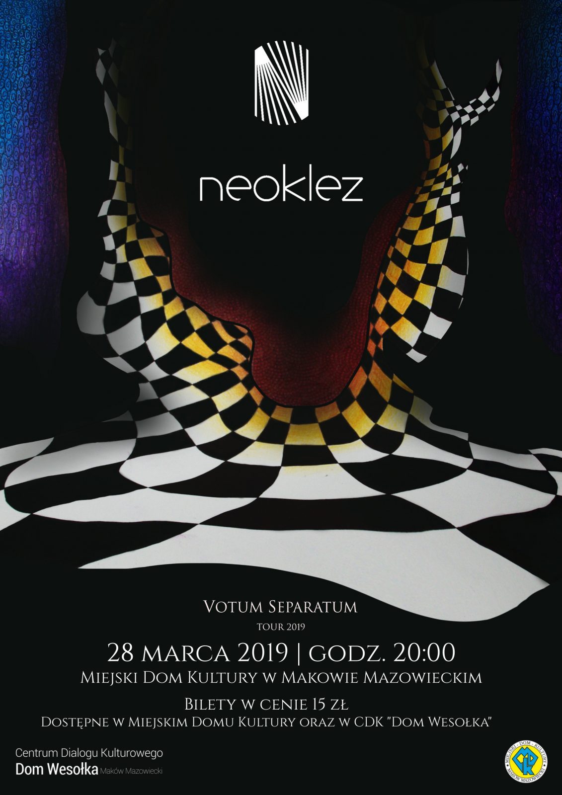 Plakat. Koncert Neokleza. 28 marca 2019 godzina 20:00