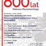 Plakat wydarzeń z okazji 600-lecia Makowa Mazowieckiego