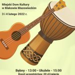 Plakat warsztatów muzycznych - bębny i ukulele