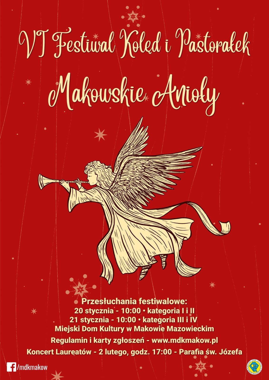 Plakat szóstego Konkursu Kolęd i Pastorałek Makowskie Anioły