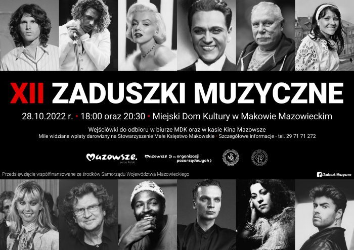 Plakat dwunastych Zaduszek Muzycznych w Makowie Mazowieckim