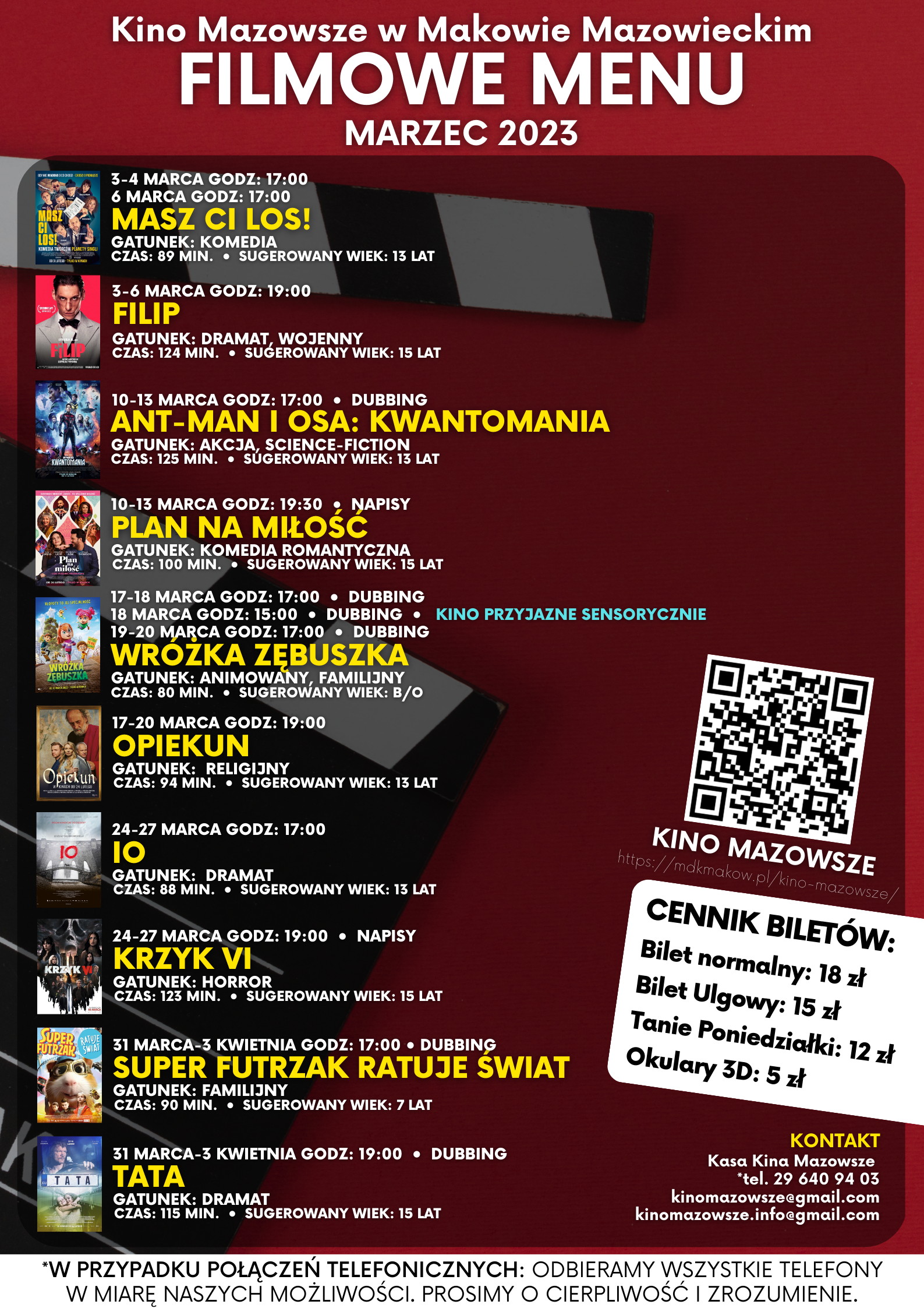 Plakat. Filmowe menu na marzec 2023