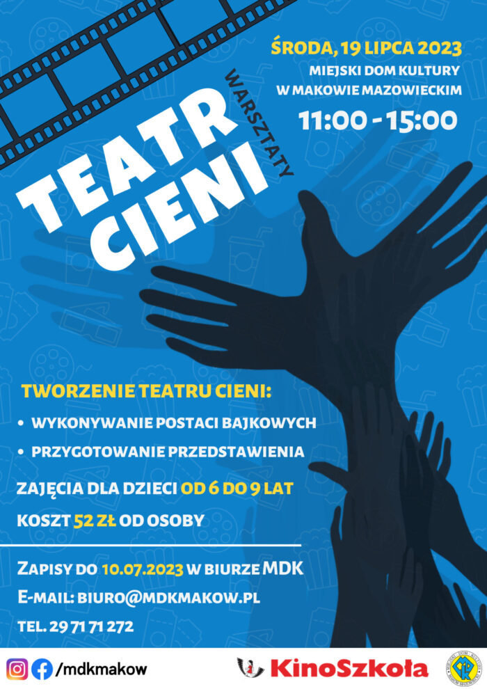 Plakat - warsztaty filmowe - Teatr Cieni. 
