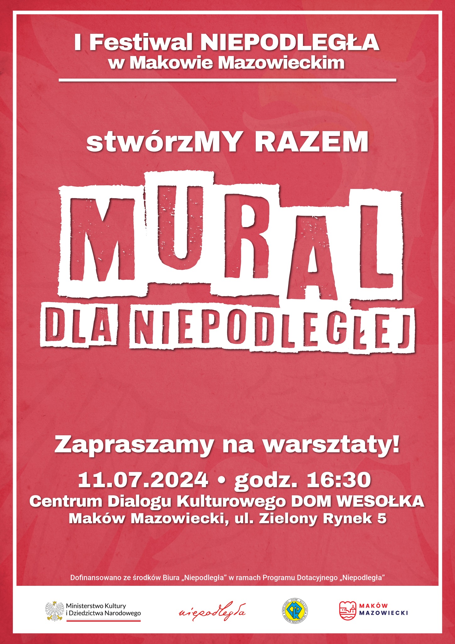 Plakat warsztatów „Mural dla Niepodległej”