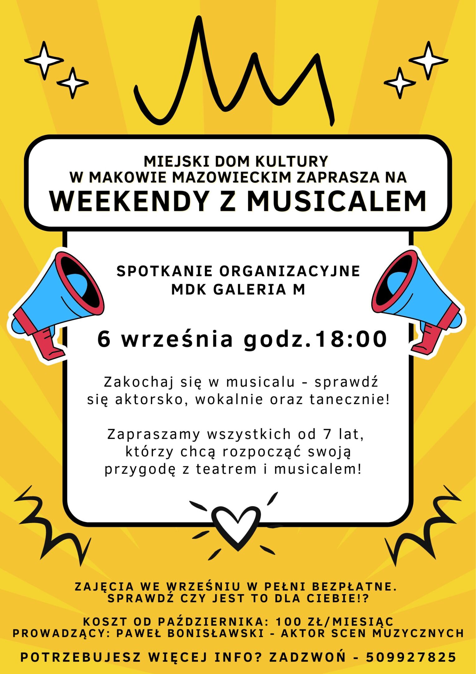 Infografika o warsztatach „Weekendy z musicalem”