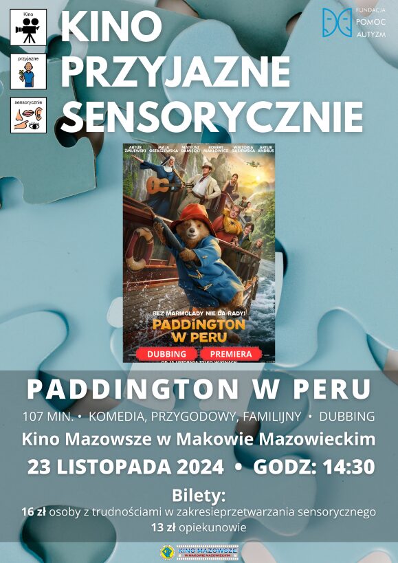 Plakat filmu pod tytułem PADDINGTON W PERU w ramach cyklu Kino Przyjazne Sensorycznie