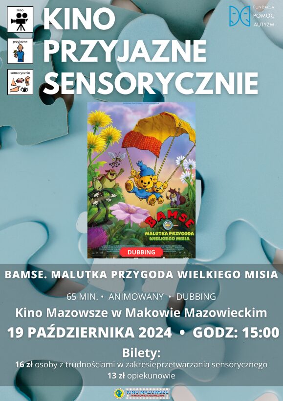 Plakat filmu pod tytułem BAMSE. MALUTKA PRZYGODA WIELKIEGO MISIA w ramach cyklu Kino Przyjazne Sensorycznie