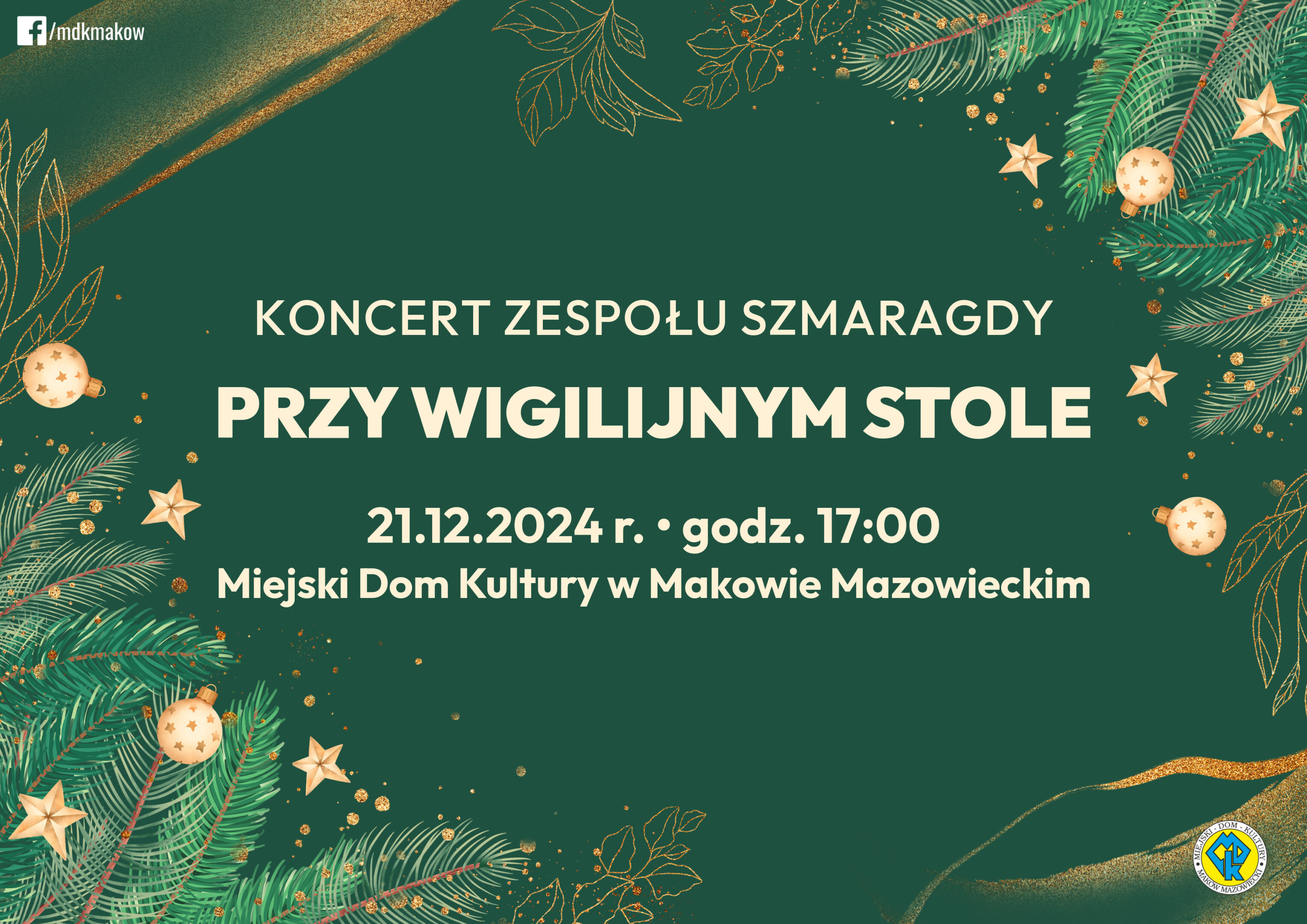 Plakat koncertu świątecznego Zespołu Szmaragdy