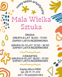 Plakat warsztatów plastycznych Mała Wielka Sztuka