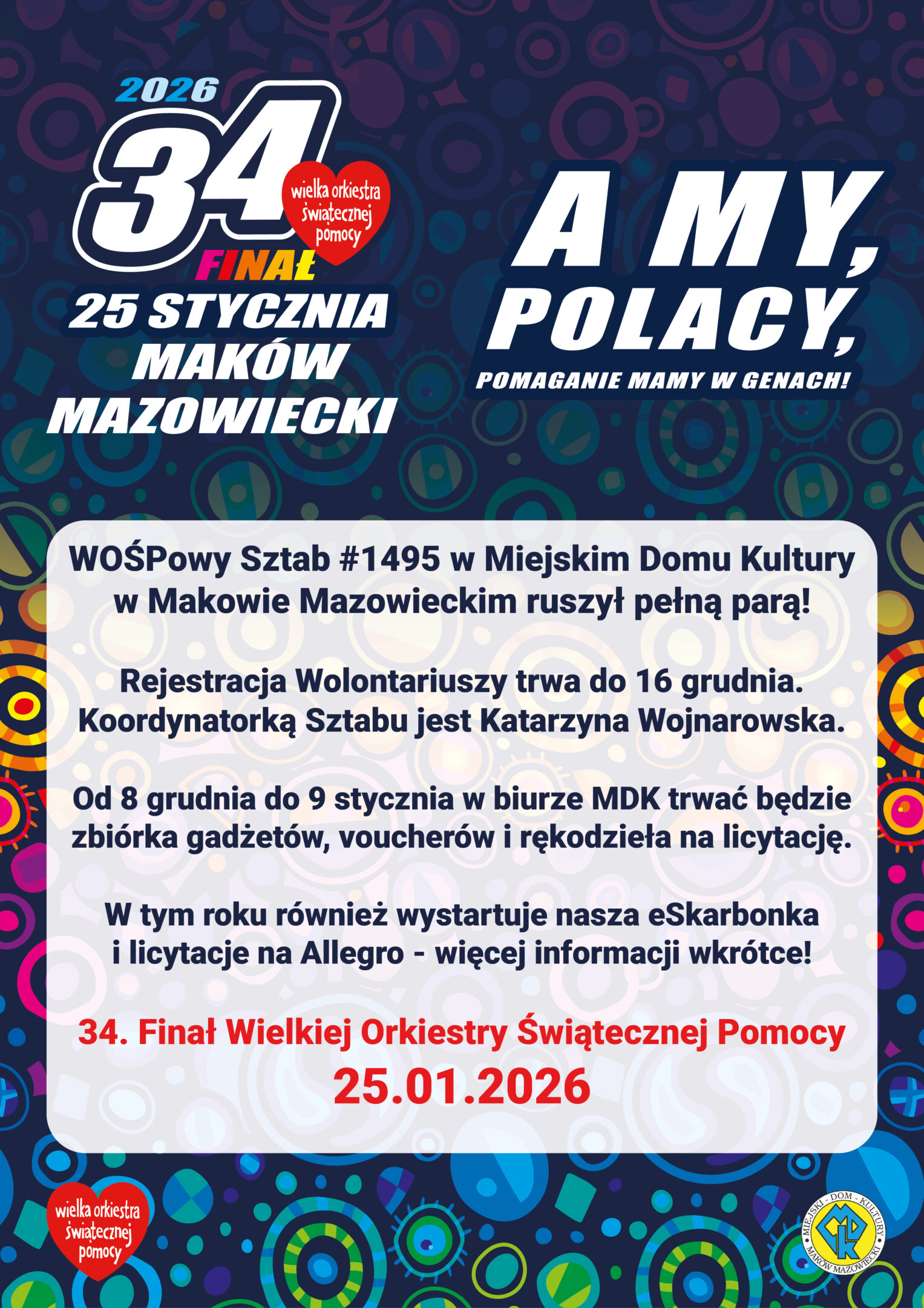 Grafika dotycząca przygotowań do 34. Finału WOŚP
