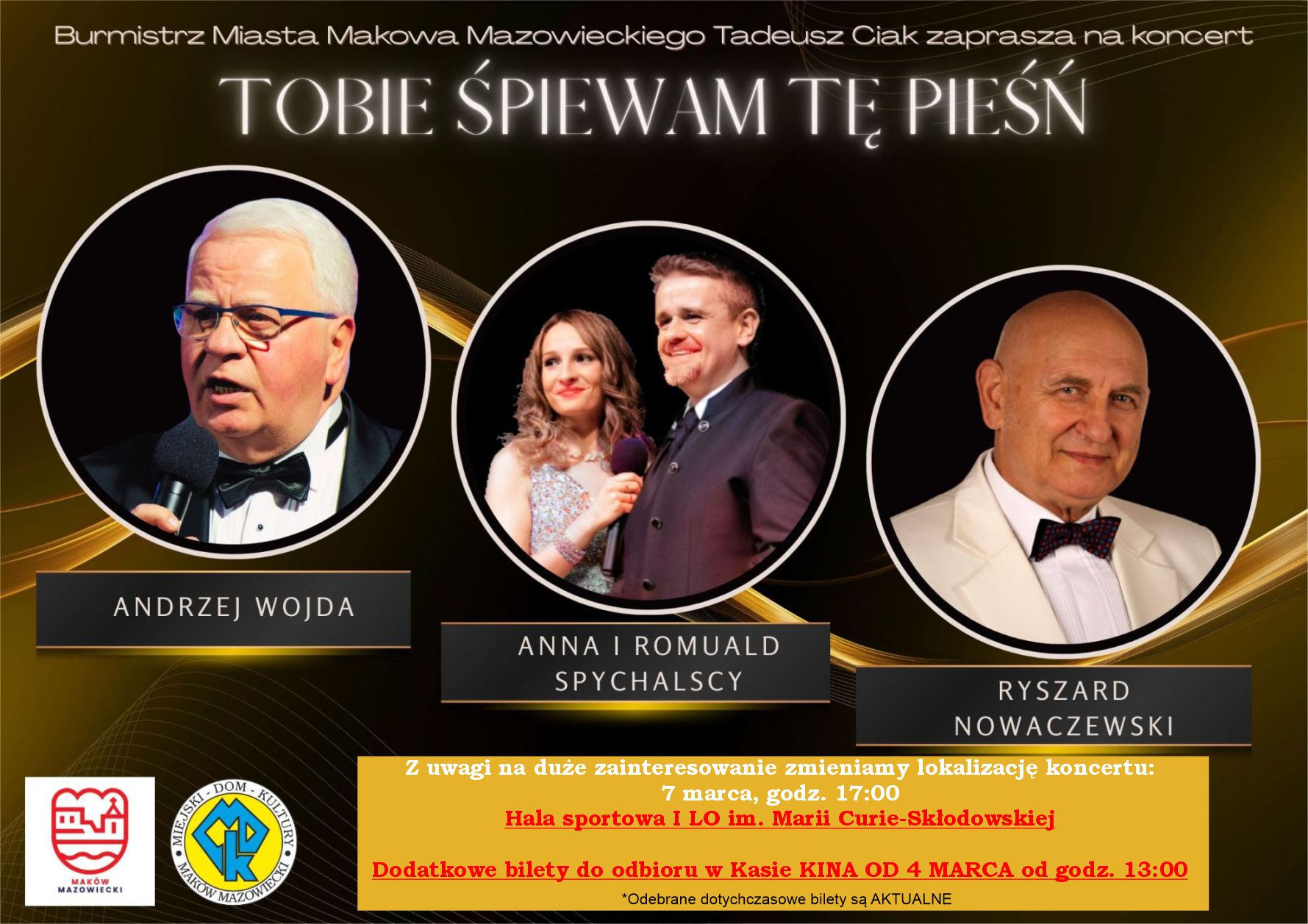Plakat koncertu zatytułowanego „Tobie śpiewam tę pieśń”